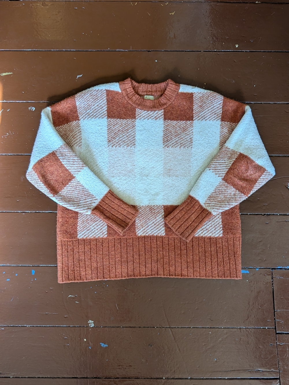 Orange & Light Pink Checkered Sweater